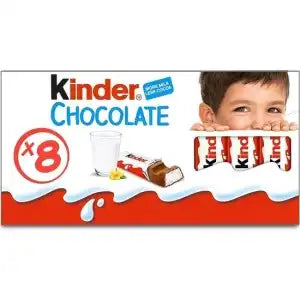 Kinder млечен шоколадов бар 8 броя, 100 г,